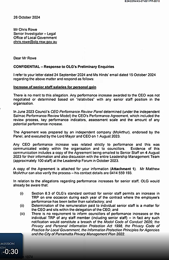 Gail Connolly’s response to the Office of Local Government’s misconduct investigation in October 2024.