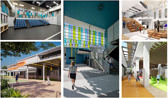 Concept designs for a “big box” retail store repurposed as a school. 