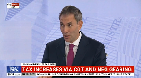 Treasure Jim Chalmers on Sky News.