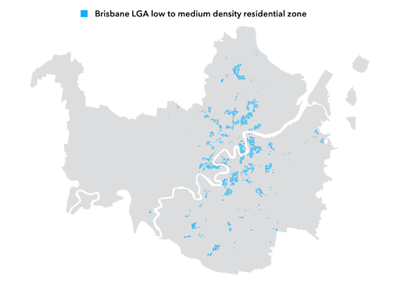 Low-medium density residential zones in Brisbane. 