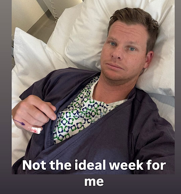 An image Steve Smith posted to Instagram after injuring his finger in the WTC cricket final at Lord’s.