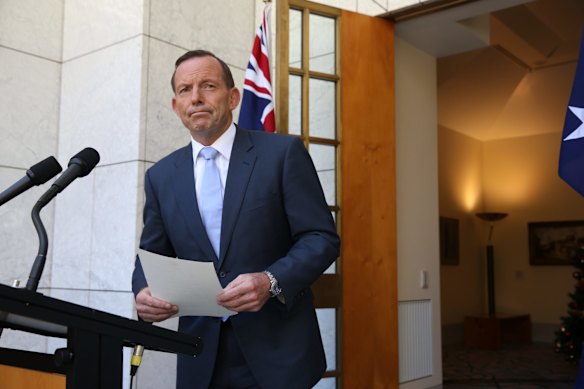 Prime Minister Tony Abbott during a press conference on the Sydney siege, at Parliament House in Canberra.