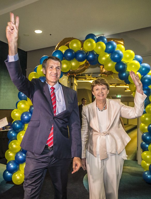 Lord Mayor Graham Quirk and his wife Anne greet supporters.