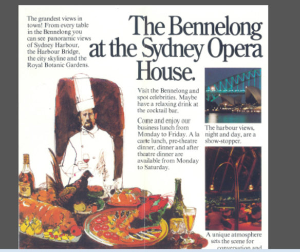An undated advertisement for the Bennelong restaurant.