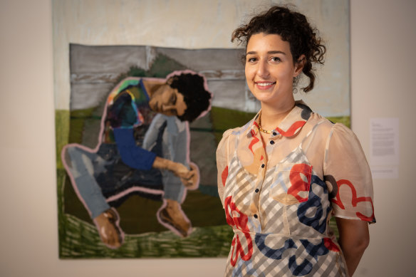 Julia Gutman wins the Archibald Prize at the Art Gallery of NSW with her portrait titled ‘Head in the sky, feet on the ground’ of her friend Jess Cerro better known as singer Montaigne,