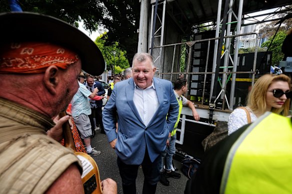 Craig Kelly at Eureka Freedom rally in Melbourne.