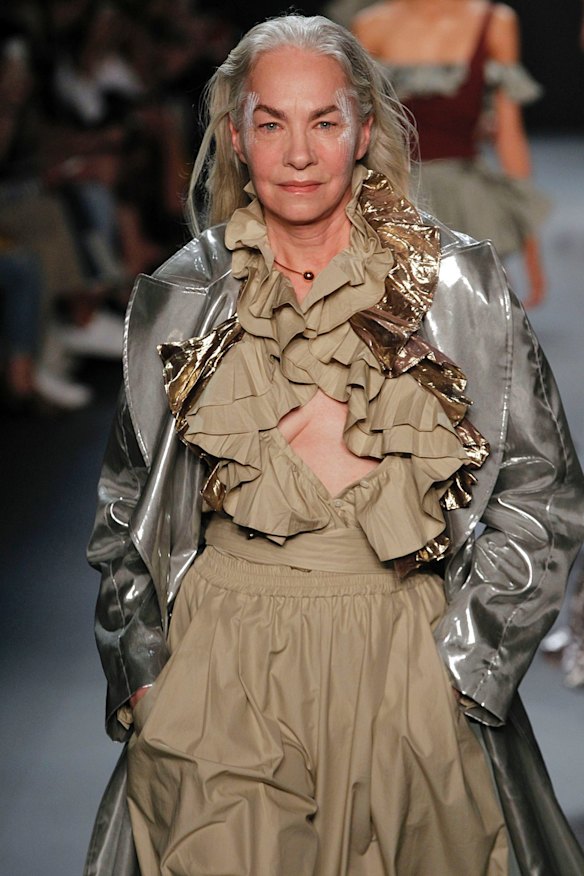 Jacky O'Shaughnessy, 65, walked the runway at the TOME fashion show during New York Fashion Week in September in 2016.