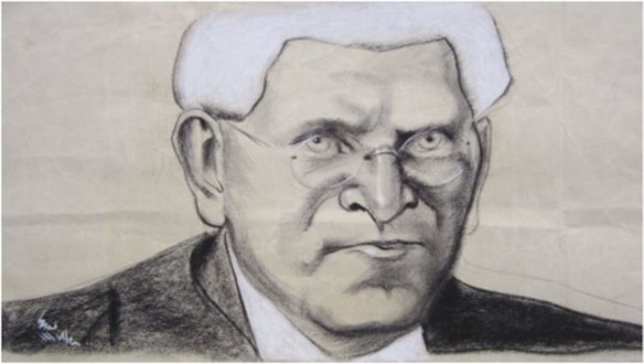 Judge Herbert Moffitt (artist, teacher, lawyer, judge). This image appeared in Smith's Weekly in 1939. The artist, Syd Miller also created the iconic Chesty Bonds character still used by Bonds.