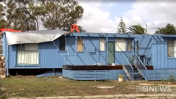 Th storm ripped off the roofs of several houses.