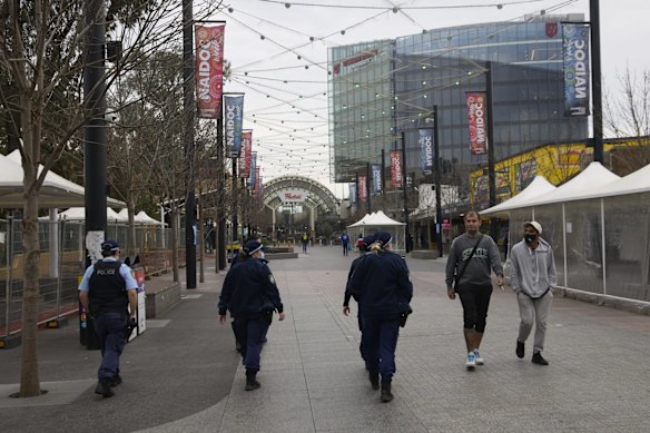 Police patrol in Liverpool early on the 09 July, 2021.