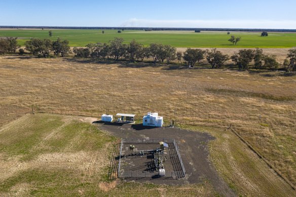 A CSG extraction site on farmland near Narrabri. Santos, the second biggest energy company on the ASX with a valuation of approximately $25 billion, has for more than a decade been on the scene in Narrabri.