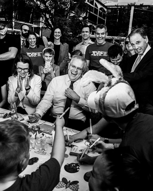 During the federal election campaign, then-prime minister Scott Morrison visits The Children's Hospital at Westmead, in the seat of Parramatta, with retiring MP Julie Owens. Also present are Liberal candidate for Parramatta Maria Kovacic, then health minister Greg Hunt and Liberal senator Anne Ruston. 