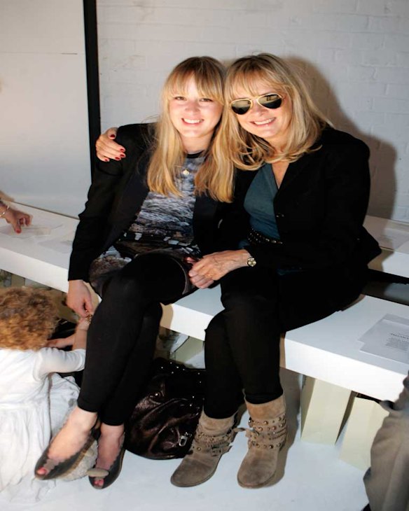 Iconic model turned TV personality Twiggy with her daughter at the sass & bide LFW Spring/Summer show in 2010.