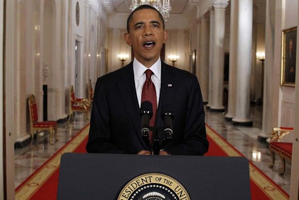 Barack Obama announces the death of Osama bin Laden.