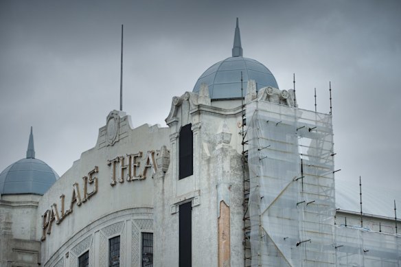 The Age, News. St Kilda's Palais Theatre scaffolding. Pic Simon Schluter 22 April 2015.