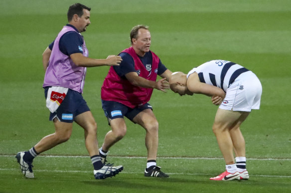 An injured Gary Ablett.