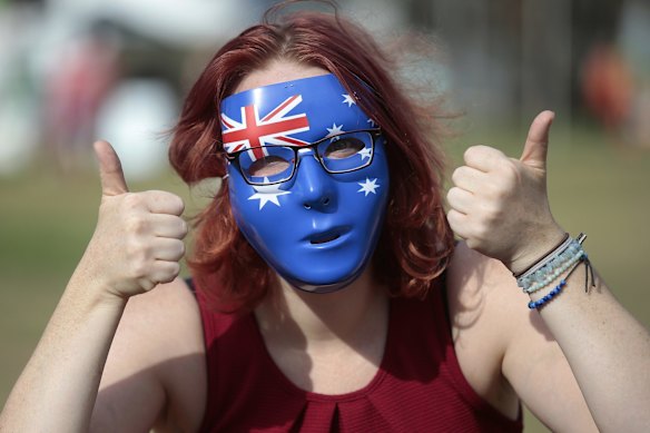 Marlies Wijntjes of Forde in an Australian mask.  
