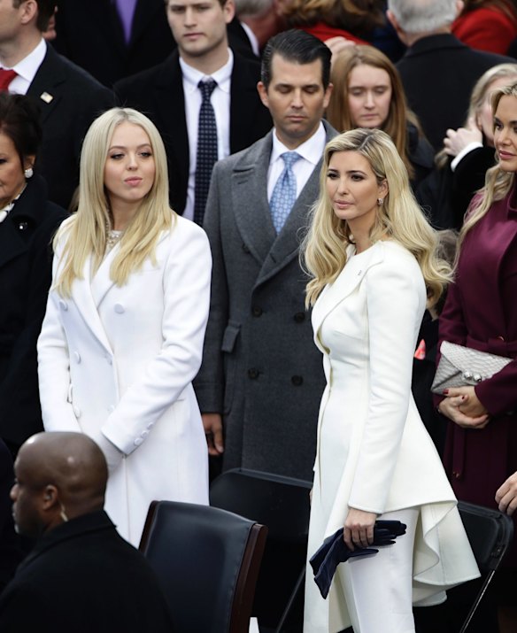 The Trump children, from left, Tiffany, Donald Trump Jr. and Ivanka Trump pensively consider how much Napisan they'll need to wash these ensembles. 