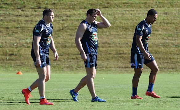 Brett Morris, brother Josh and Will Hopoate run through some drills.