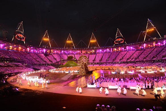 Musical performance during the Opening Ceremony of the London 2012 Olympic Games.