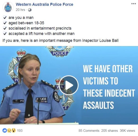 The WA Police Facebook post.
