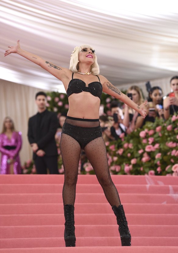 Lady Gaga attends The Metropolitan Museum of Art's Costume Institute benefit gala celebrating the opening of the Camp: Notes on Fashion exhibition. This was Gaga's final outfit.