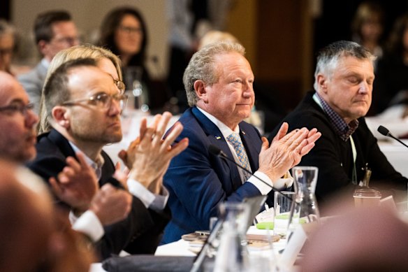 Greens leader Adam Bandt and Fortescue Metals Group's Andrew Forrest.