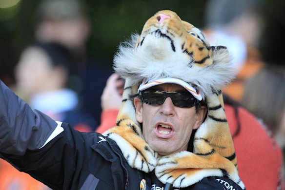 A Tigers fan shows off his pelt.