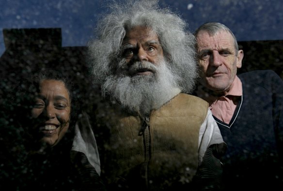 Jack Charles V The Crown (L-R) director Rachael Maza Long, actor Uncle Jack Charles and playwright John Romeril.