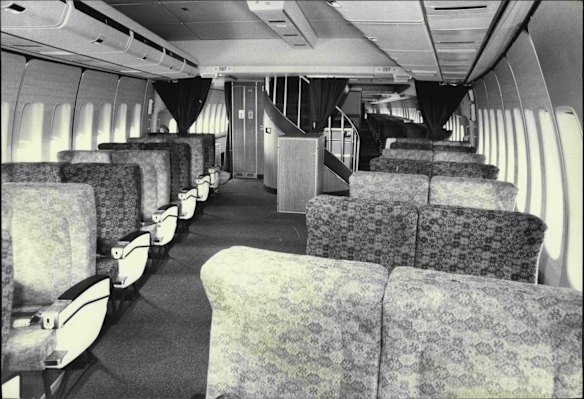 The business class section of the Qantas 747 circa 1981.