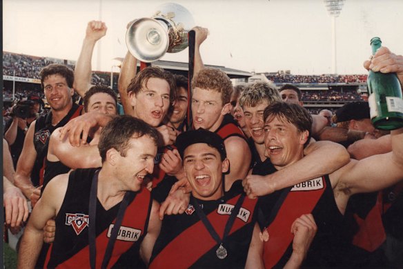 Those were the days: Essendon celebrate their victory in the 1993 AFL grand final over Carlton.