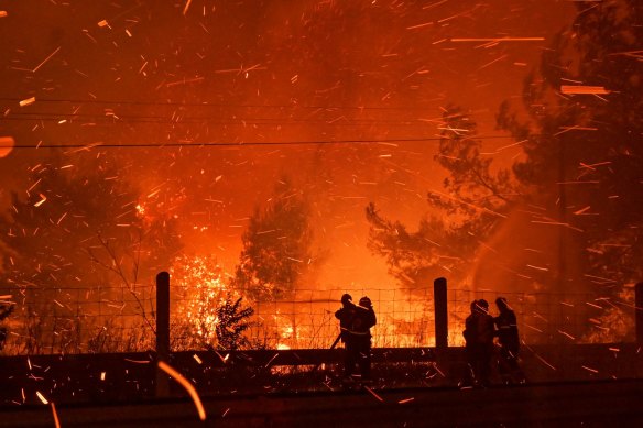 Greek firefighters battle monster fires this week that the government has blamed, in part, on climate change.