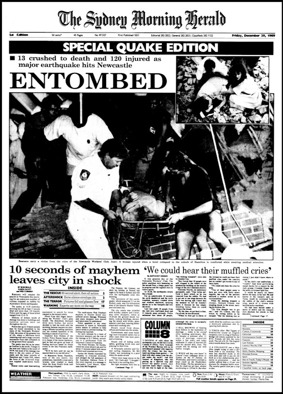 Front page of The Sydney Morning Herald from December 29 1989.