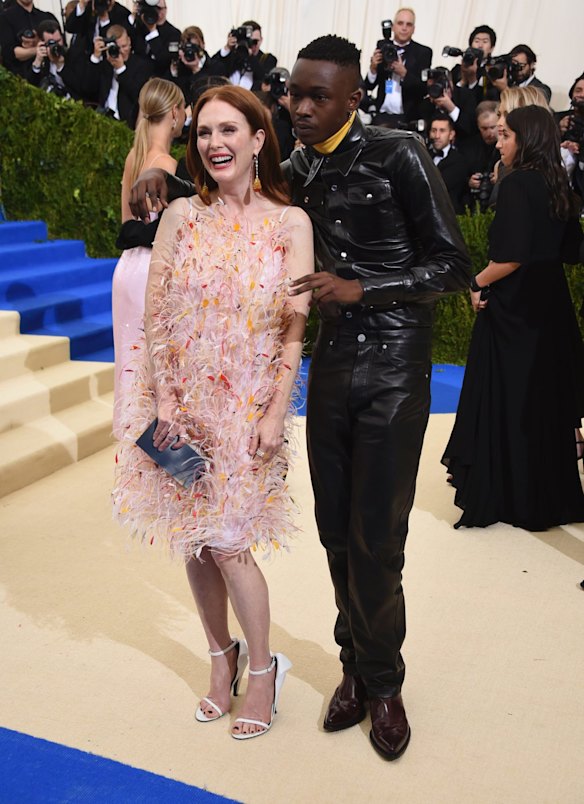 Julianne Moore and Ashton Sanders attend The Metropolitan Museum of Art's Costume Institute benefit gala celebrating the opening of the Rei Kawakubo/Comme des Garcons: Art of the In-Between exhibition on Monday, May 1, 2017, in New York.