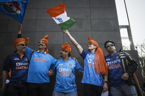  Indian fans Atul, Vijay, Kedar and Saahil before the ICC T20 World Cup match between India and Pakistan at the MCG.