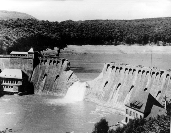 The damage inflicted by the Dambusters raid on the Eder dam.