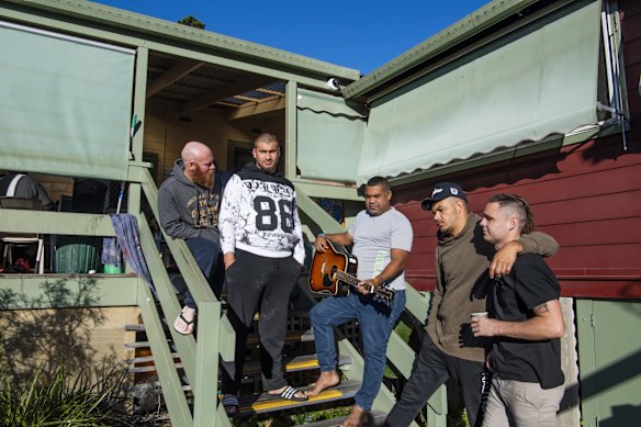 Robert Hill, Joshua Henney, Bobby McLeod junior, Dylan Ladmore and Jordan Mc Alister at Oolong House, the Oolong Aboriginal Corporation addiction treatment centre in Nowra. 