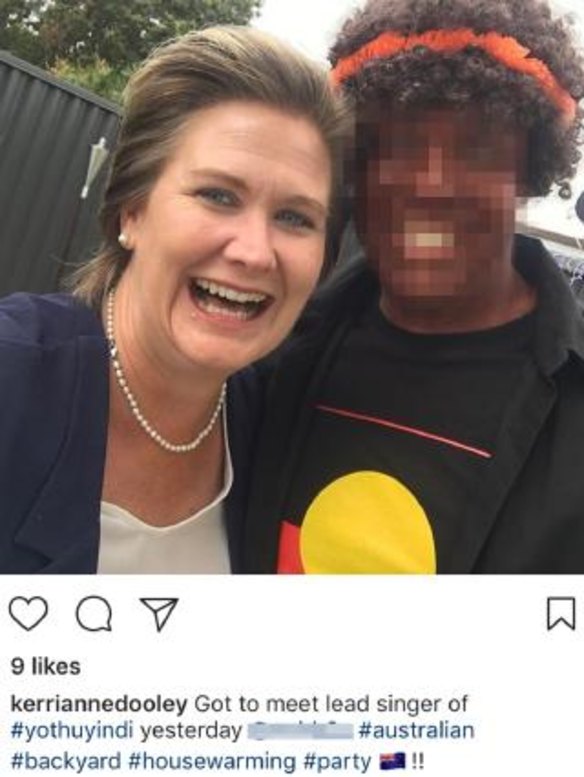 LNP candidate Kerri-Anne Dooley posted a controversial photo on Instagram posing with a man in black face.
