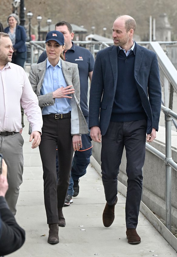 Catherine, Princess of Wales and Prince William in London visiting the Royal National Lifeboat Institution Tower Station.