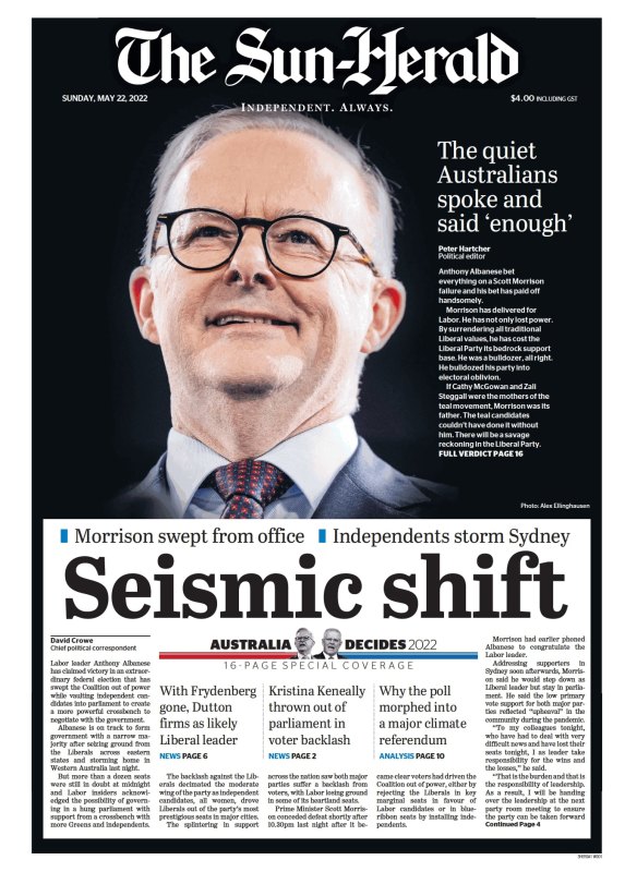 Front page of The Sun-Herald