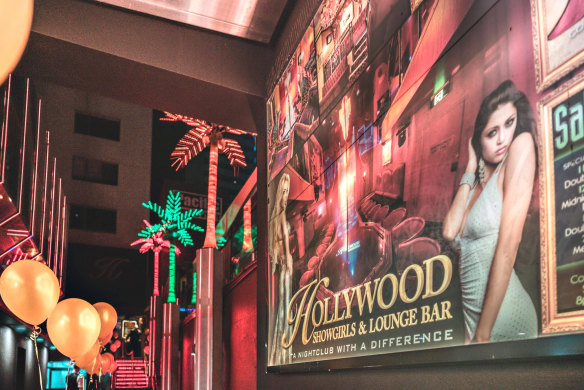 The exterior of Hollywood Showgirls, one of the Gold Coast nightclubs.