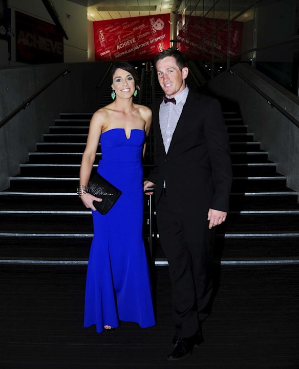 Meninga Medal presentation night at the AIS Arena in Canberra. Josh McCrone and wife Courtney.