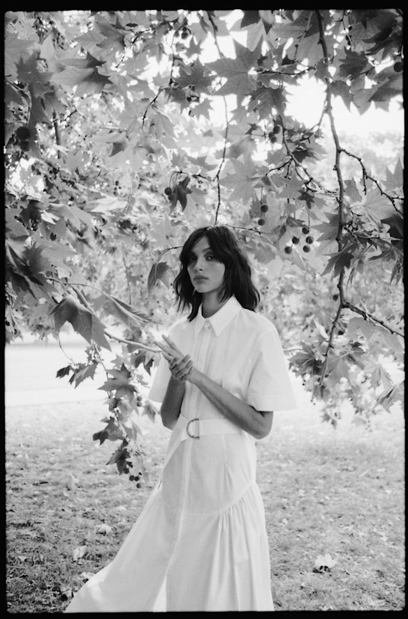 Charlee wears Camilla and Marc shirt dress.