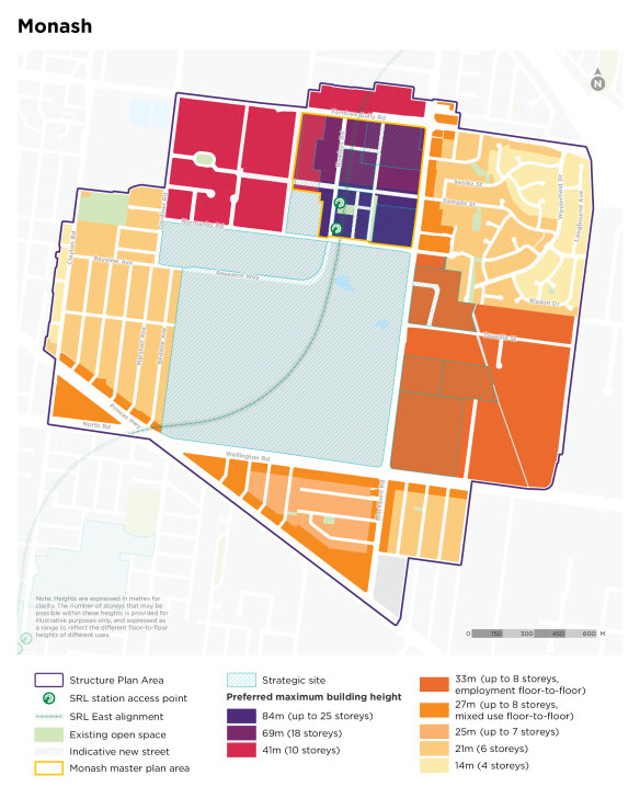 The draft structure plan map for Monash.