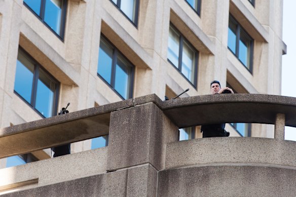 Snipers on top of the Intercontinental Hotel in Sydney.