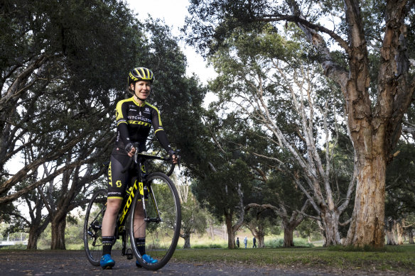 Cyclist Amanda Spratt in Centennial Park.