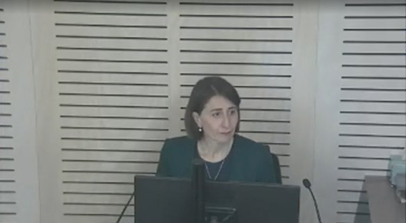 NSW Premier Gladys Berejiklian giving evidence at ICAC inquiry Operation Keppel into former MP Daryl Maguire. October 12, 2020.