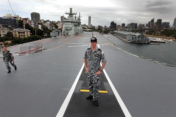 Able Seaman Robert Brook on the flight deck.