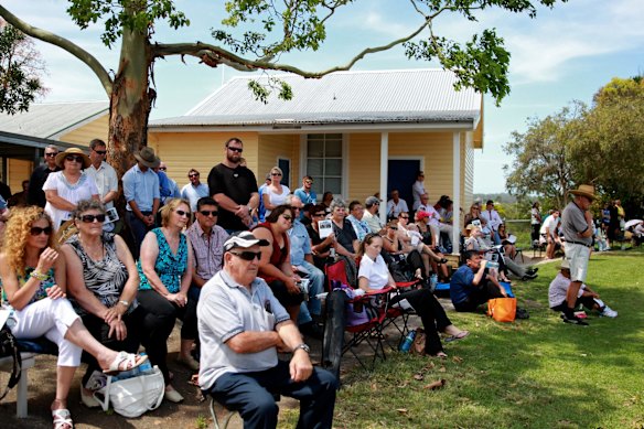 Phillip Hughes funeral at Macksville High School. The community watching the funeral on the big screen in the school. 
Photo: Edwina Pickles. 
3rd Dec 20014.