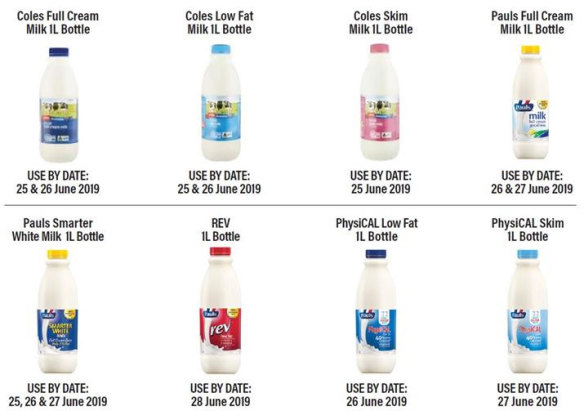 A major dairy company has recalled Pauls and Coles branded products amid fears they may contain cleaning solution.